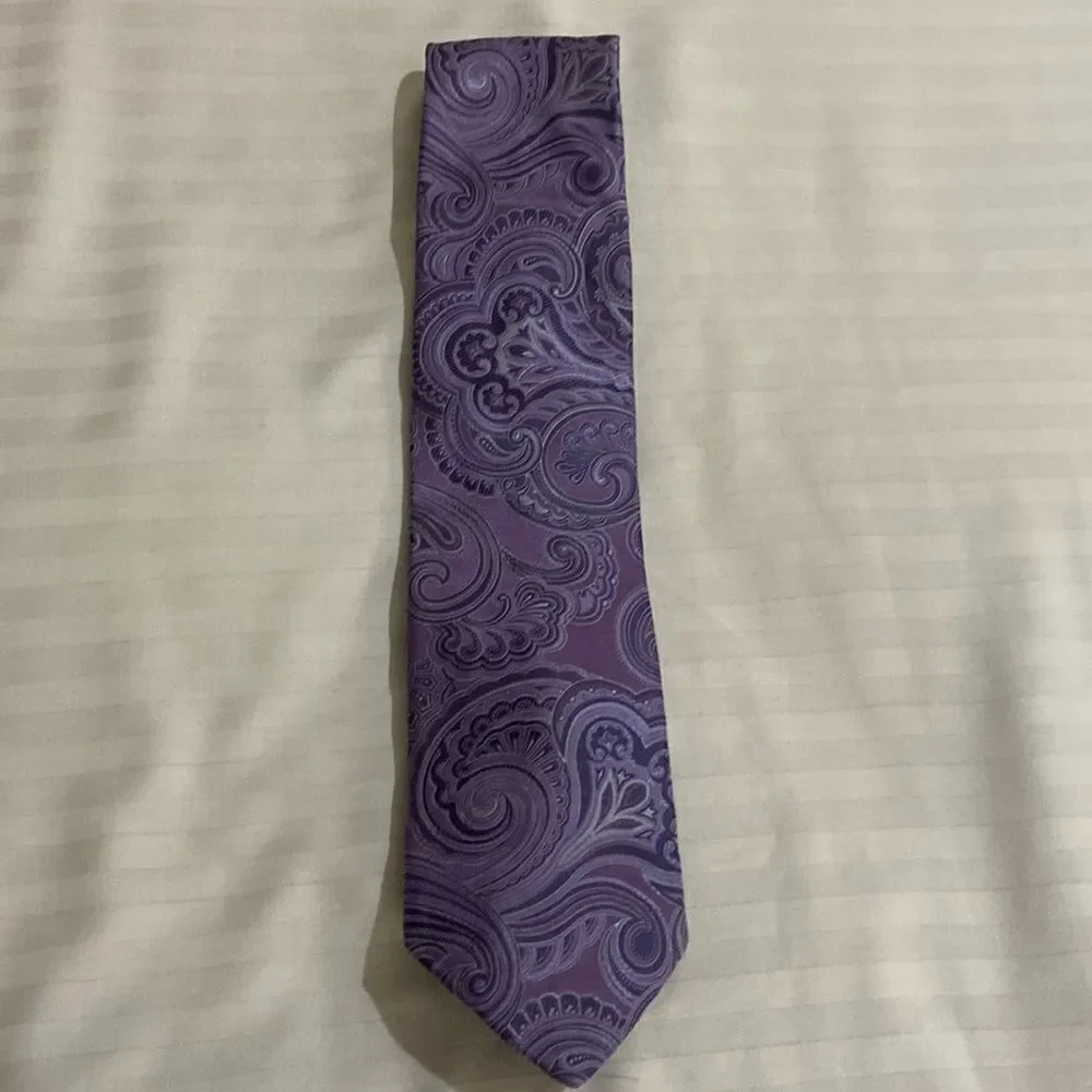 Ike Behar Purple Paisley Tie Silk